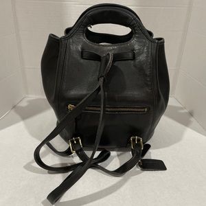 Vintage Leather Coach #9994 Drawstring Backpack Bucket Bag in Black - Y2K